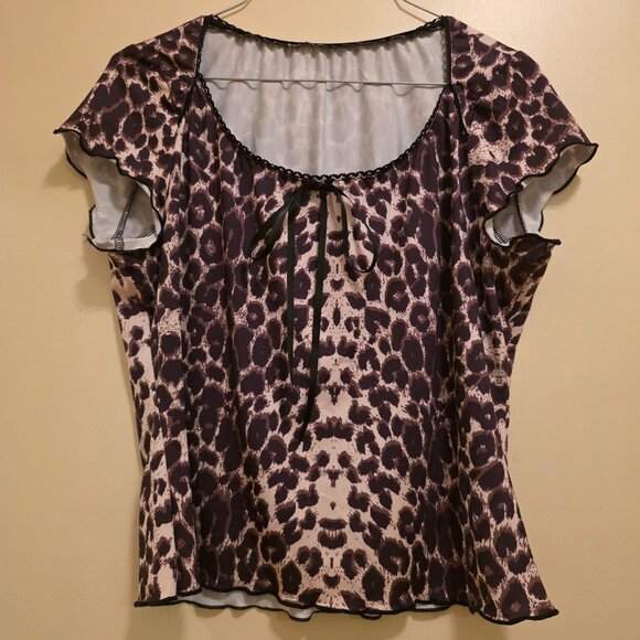 Animal Print Capped Sleeve Top XL - Picture 1 of 4